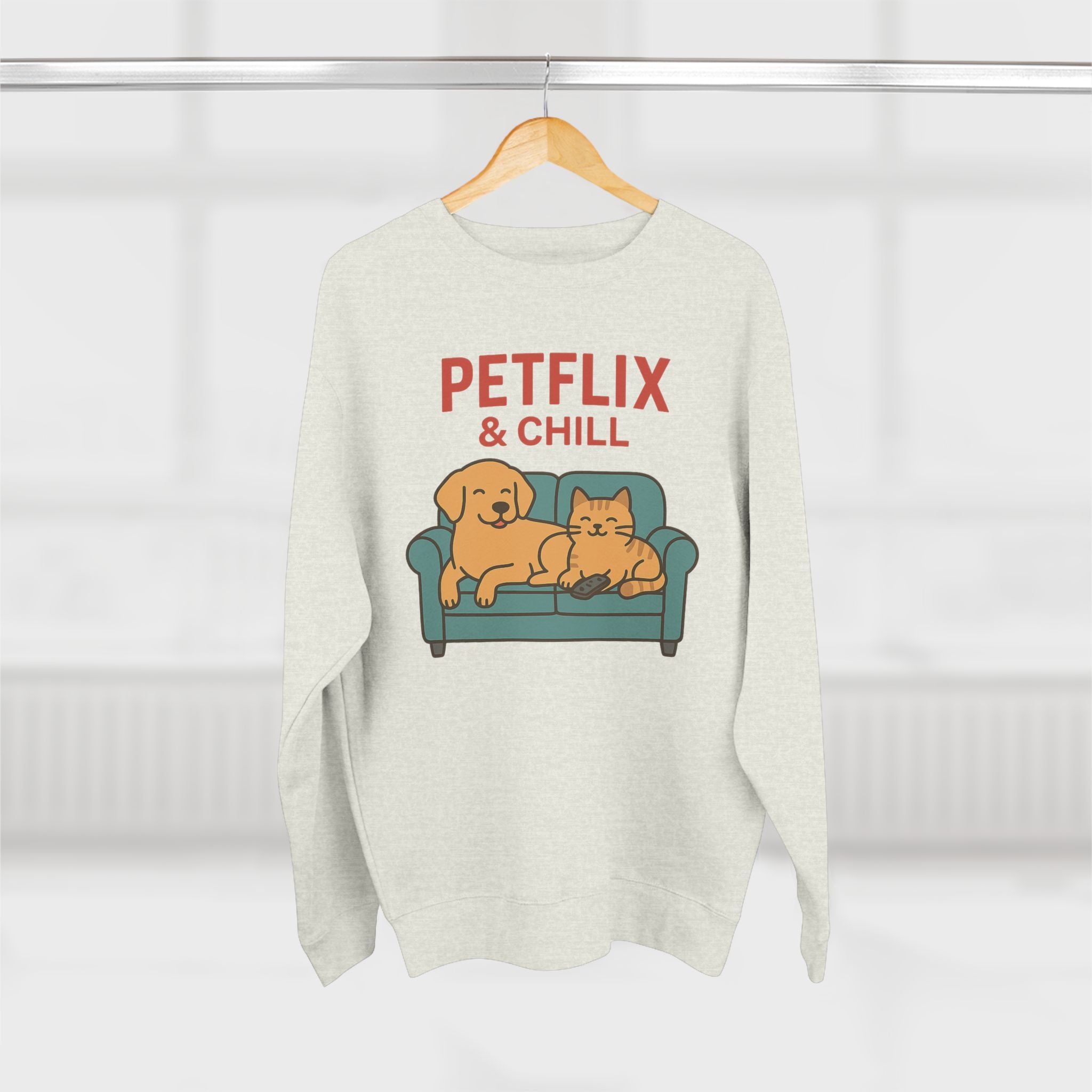 Petflix & Chill – Cozy Crewneck Sweatshirt for Pet Lovers