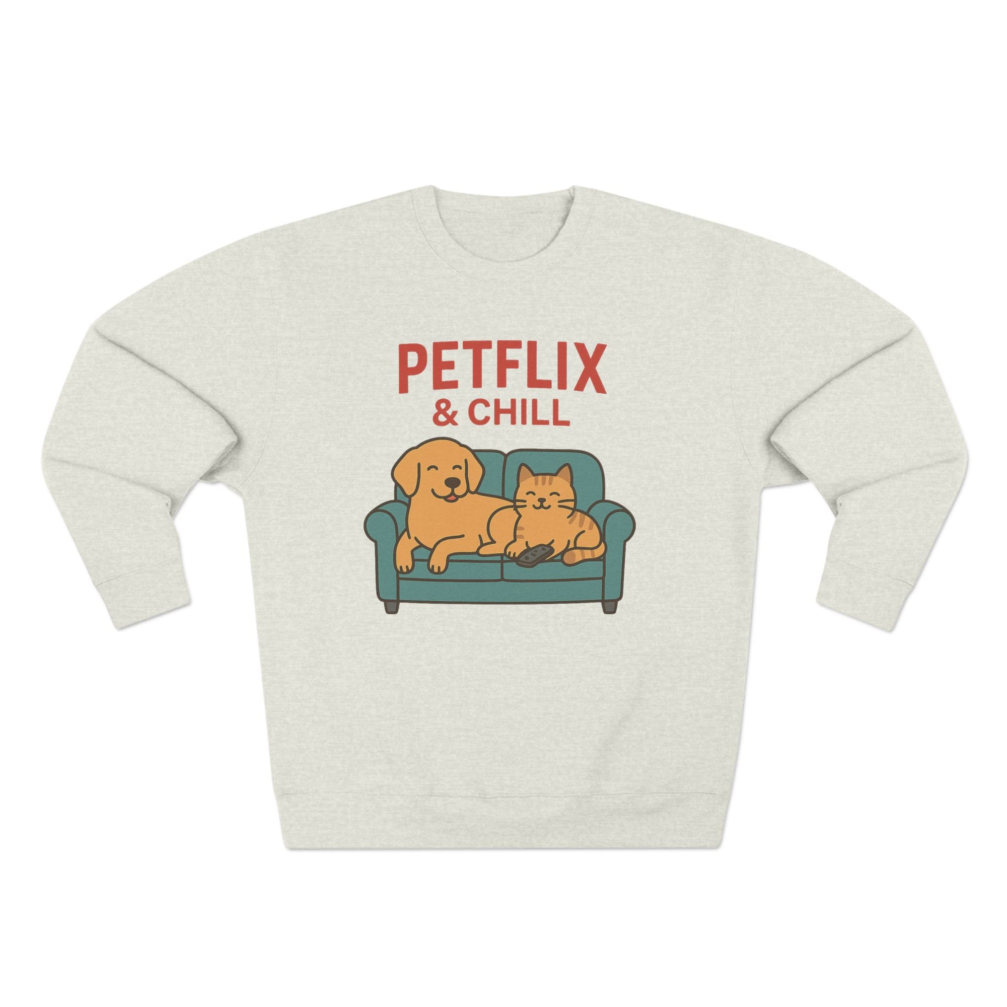 Petflix & Chill – Cozy Crewneck Sweatshirt for Pet Lovers