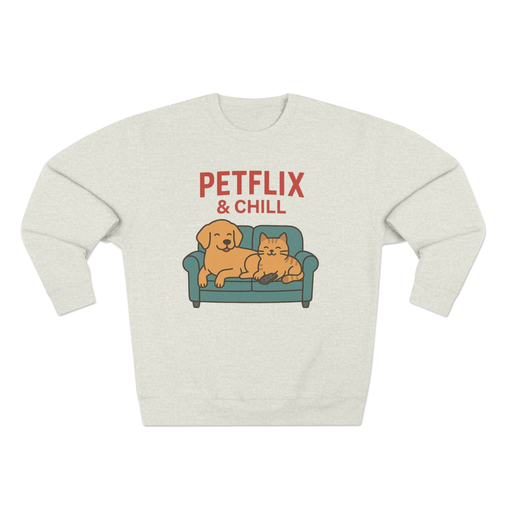 Petflix & Chill – Cozy Crewneck Sweatshirt for Pet Lovers
