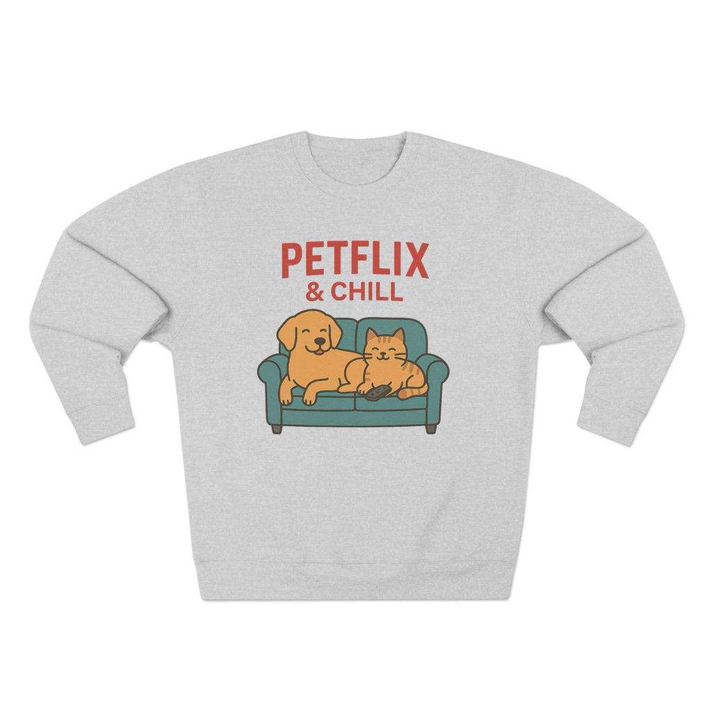 Petflix & Chill – Cozy Crewneck Sweatshirt for Pet Lovers
