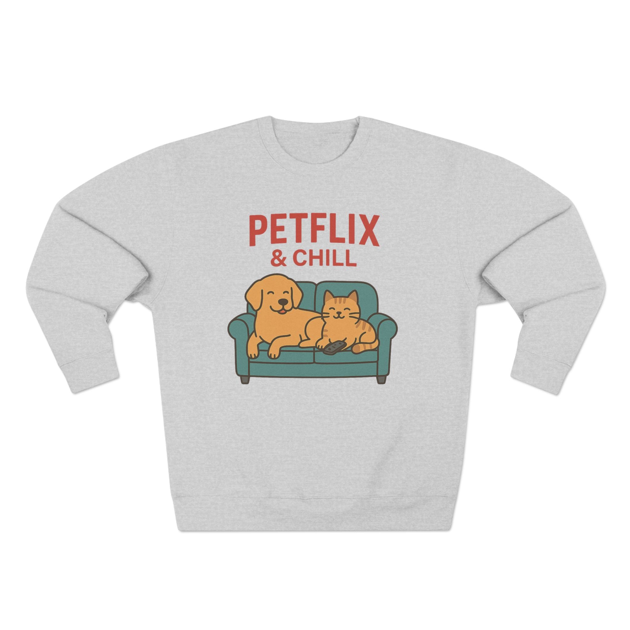 Petflix & Chill – Cozy Crewneck Sweatshirt for Pet Lovers