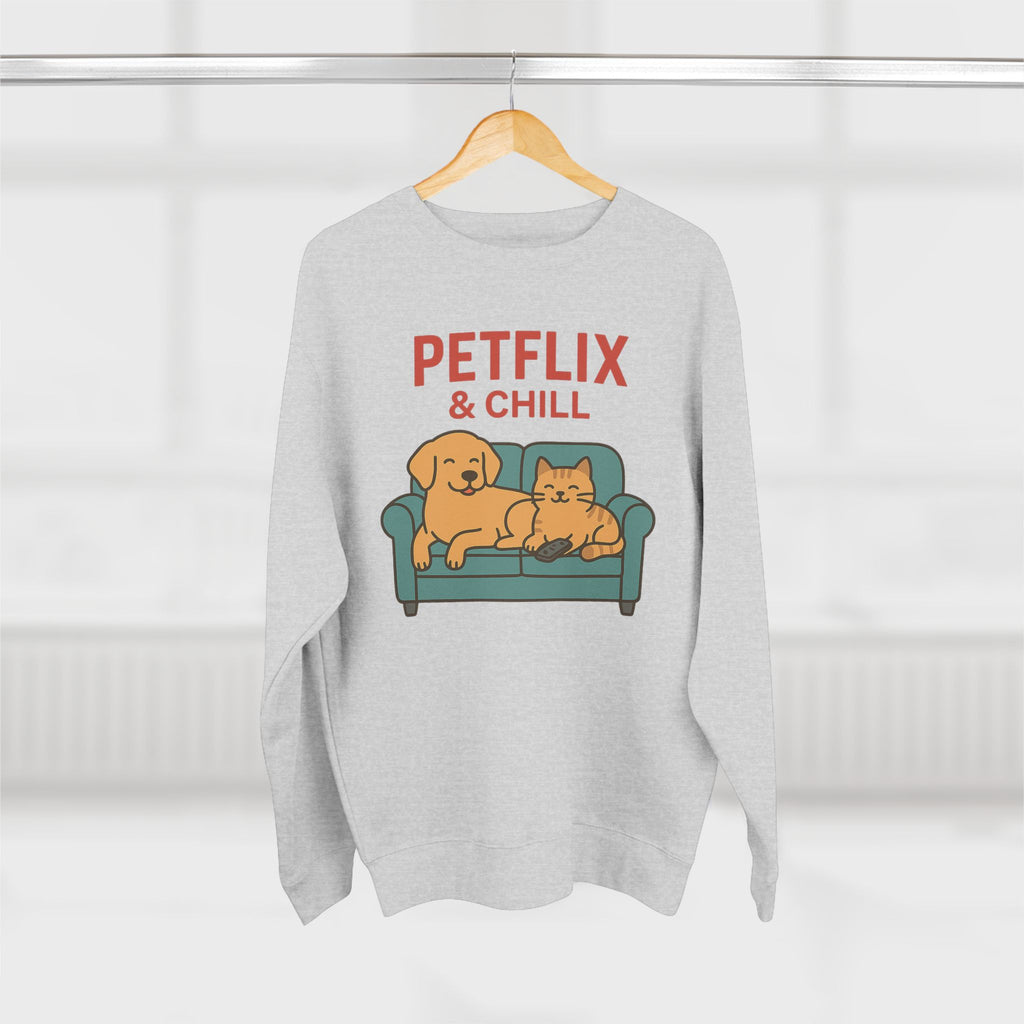 Petflix & Chill – Cozy Crewneck Sweatshirt for Pet Lovers
