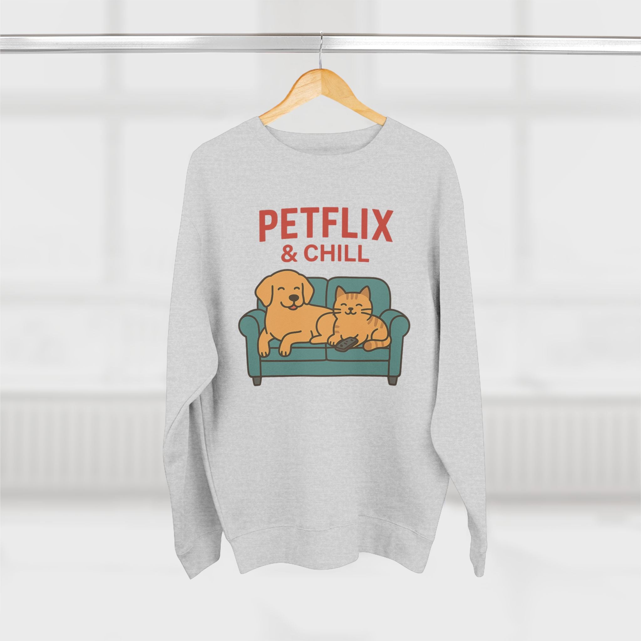 Petflix & Chill – Cozy Crewneck Sweatshirt for Pet Lovers